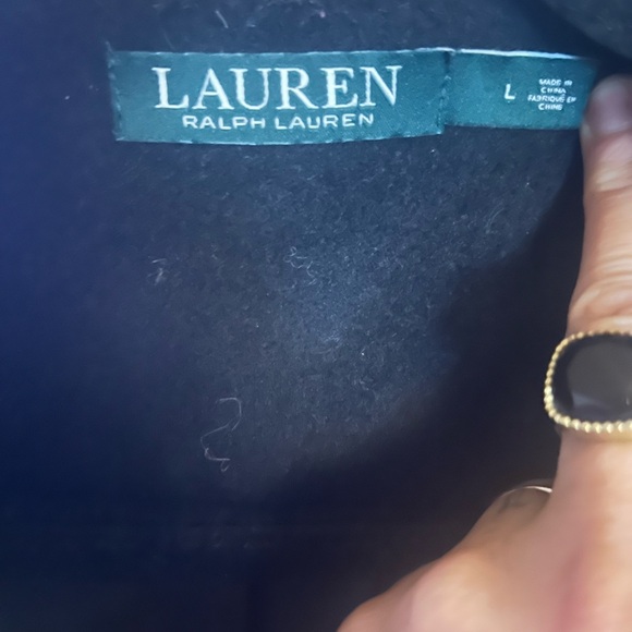 Lauren by Ralph Lauren Fringe Wool-Blend Wrap Coat size Large - Picture 2 of 3